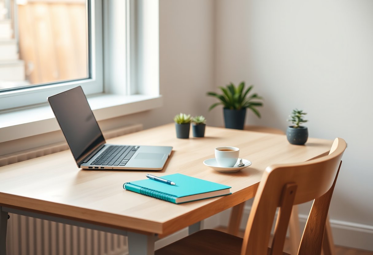A tidy, welcoming workspace ready for a new employee's first morning.